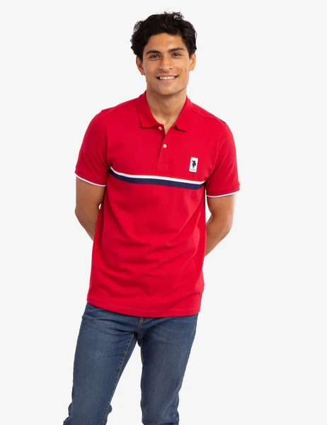 U.S. Polo Assn. Pieced Signature Stripe Pique Polo Shirt