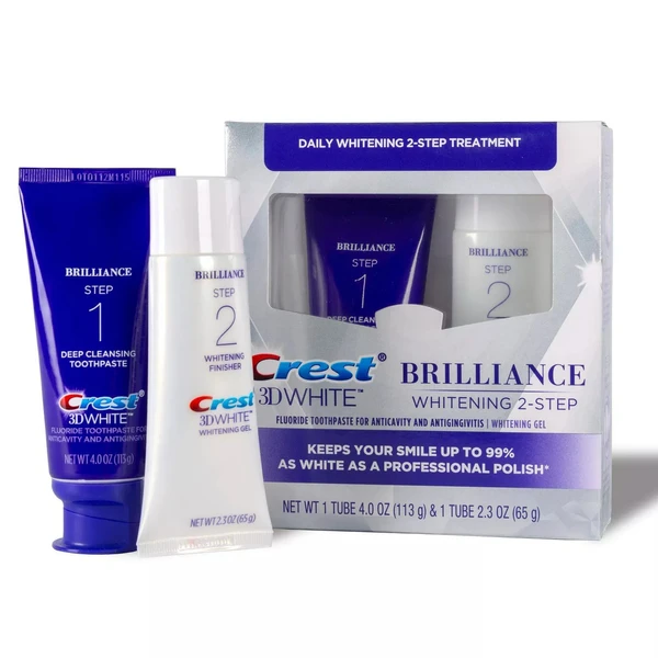 Crest 3D White Brilliance + Whitening Two-step Toothpaste- 2 tubes, 113g/ 65g