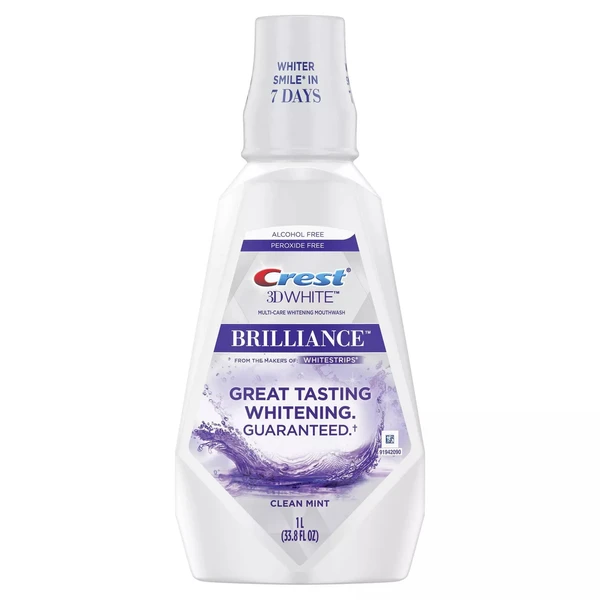 Crest 3D White Brilliance Alcohol Free Whitening Clean Mint Mouthwash - 1L