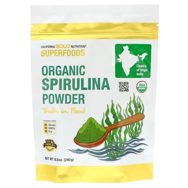 California Gold Nutrition Organic Spirulina Powder, 240 g